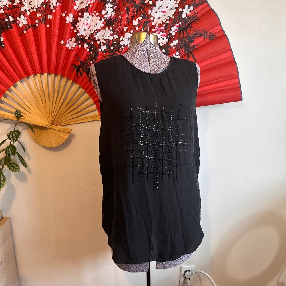 L’Agence 100% Silk Beaded Tank Top